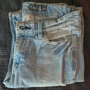 Refuge Premium Stretch Light Blue Skinny Jeans With Blue Beads Boot Cut